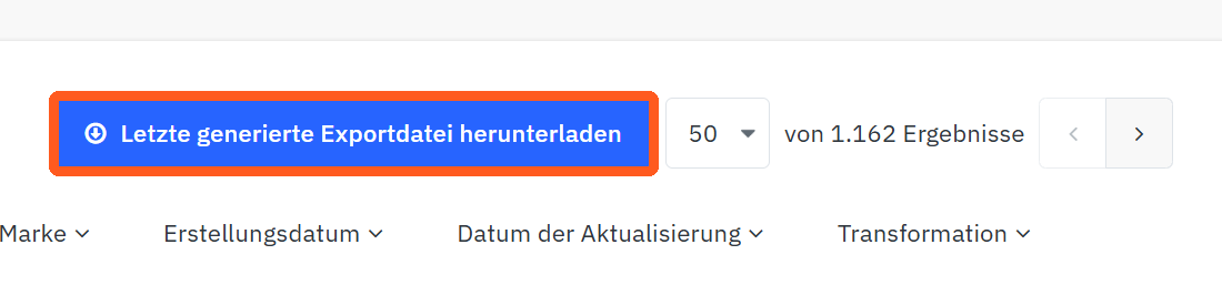 Schaltfläche Letzte generierte Exportdatei herunterladen